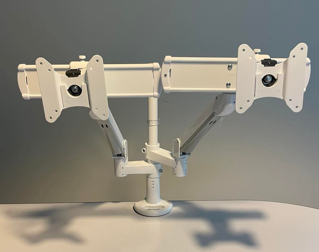 Dual Monitor Arm with Sliders White