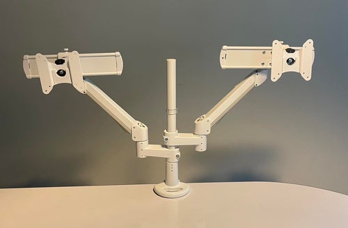 Dual Monitor Arm with Sliders White