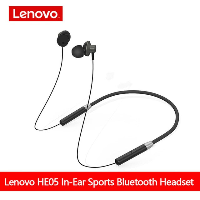 Lenovo Bluetooth5.0 Wireless Earbuds Magnetic Neckband Earphones IPX5 Waterproof Sport Headset with Noise Cancelling Mic HE05