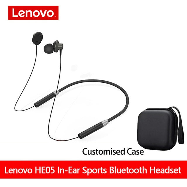 Lenovo Bluetooth5.0 Wireless Earbuds Magnetic Neckband Earphones IPX5 Waterproof Sport Headset with Noise Cancelling Mic HE05
