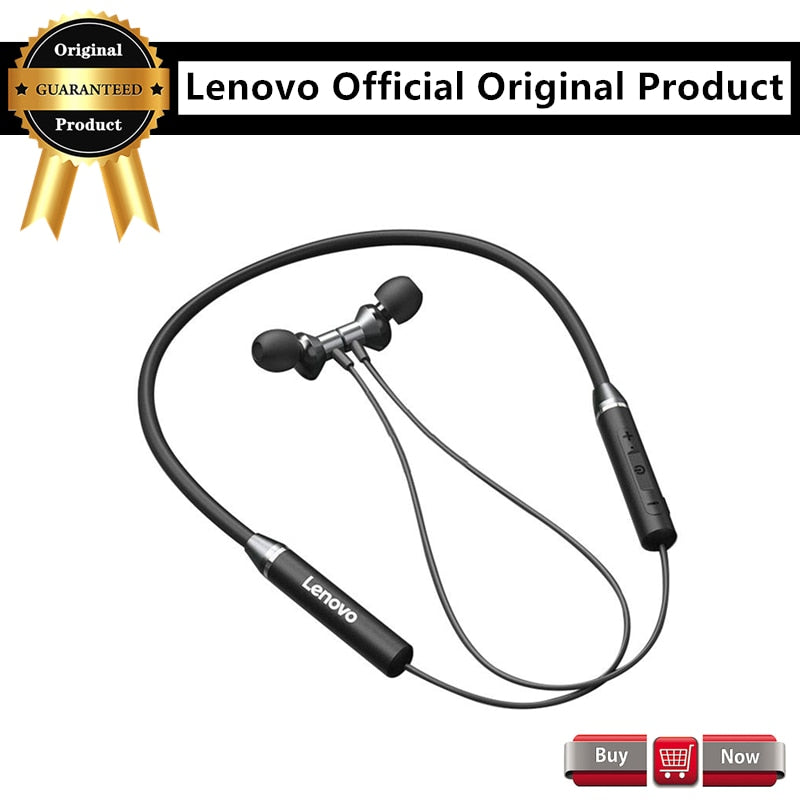 Lenovo Bluetooth5.0 Wireless Earbuds Magnetic Neckband Earphones IPX5 Waterproof Sport Headset with Noise Cancelling Mic HE05